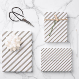 Taupe Brown Stripes Muster Geschenkpapier Set