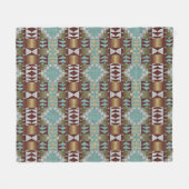 Taupe Brown Turquoise Aqua Blue Tribal Muster Fleecedecke (Vorderseite (Horizontal))