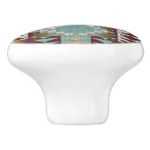 Taupe Brown Turquoise Aqua Blue Tribal Muster Keramikknauf (Seitenansicht)