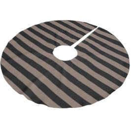 Taupe Brown und Black Parallel Stripes Polyester Weihnachtsbaumdecke