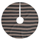 Taupe Brown und Black Parallel Stripes Polyester Weihnachtsbaumdecke (Vorderseite)