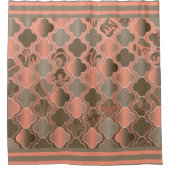 Taupe Brown und Pfirsich Quatrefoil Muster Duschvorhang (Vorderseite)