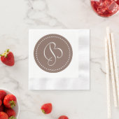 Taupe Brown und White Dot Monogramm Serviette (Beispiel)