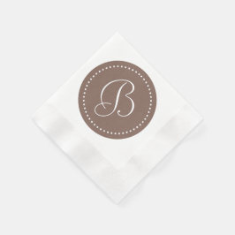 Taupe Brown und White Dot Monogramm Serviette