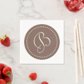 Taupe Brown/White Dot Monogramm Serviette (Beispiel)