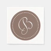 Taupe Brown/White Dot Monogramm Serviette (Vorderseite)