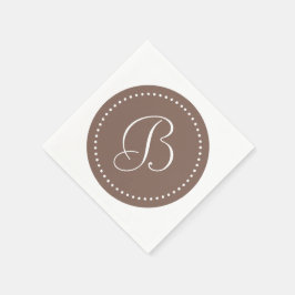 Taupe Brown/White Dot Monogramm Serviette