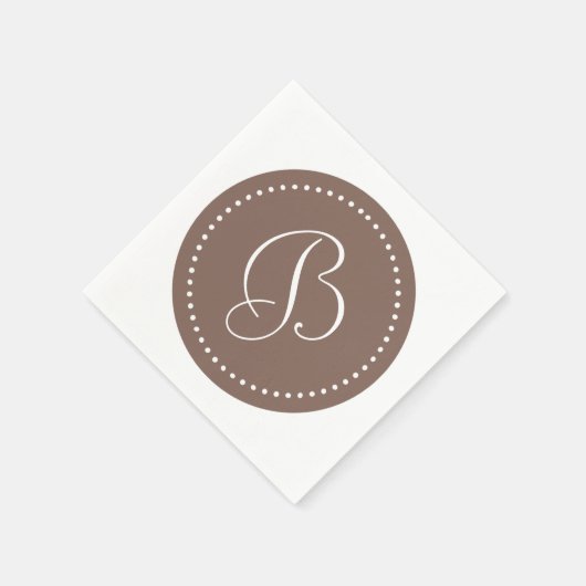 Taupe Brown/White Dot Monogramm Serviette (Ecke)