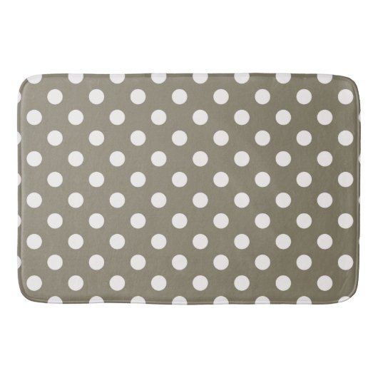 Taupe Brown & White Polka Dots Badematte (Vorderseite)