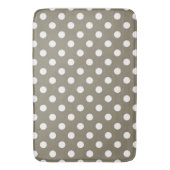 Taupe Brown & White Polka Dots Badematte (Vorderseite Vertikal)