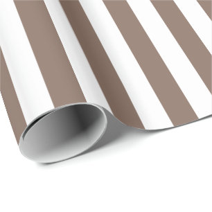 Taupe Brown/White Stripe Geschenkpapier