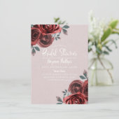 Taupe Burgundy Rose Brautparty Einladung (Stehend Vorderseite)