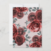 Taupe Burgundy Rose Brautparty Einladung (Rückseite)