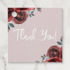 Taupe Burgundy Rose Grüne Hochzeit Geschenkanhänger