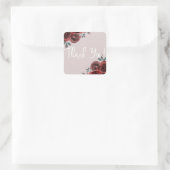 Taupe Burgundy Rose Grüne Hochzeit Quadratischer Aufkleber (Tasche)