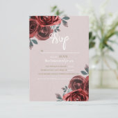 Taupe Burgundy Rose Grüne Hochzeit RSVP Karte (Stehend Vorderseite)