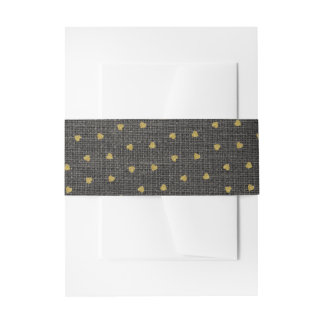 Taupe Burlap & Niedlich Gold Hearts Rustikales Bau Einladungsbanderole
