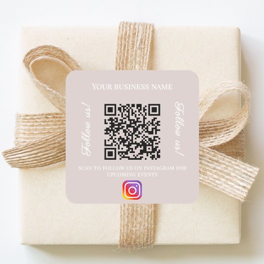 Taupe business name qr code instagram quadratischer aufkleber
