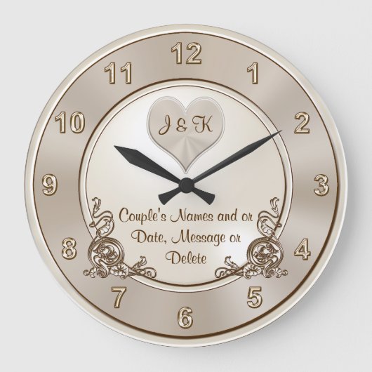 Taupe, Champagner Elfenbein, Hochzeitsmauer Große Wanduhr (Vorderseite)