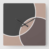 Taupe Circles Quadratische Wanduhr (Vorderseite)