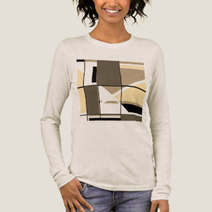 Taupe Cream Brown MCM Look Geometrie Abstrakt Tri-Blend Shirt