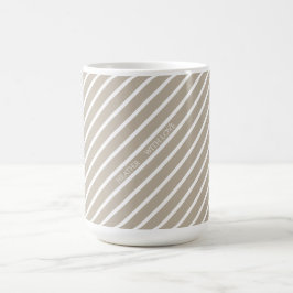 Taupe Cream Striped Named Watercolor Daisy Kaffeetasse