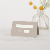 Taupe creme modern einfach platzkarte (Vorderseite)