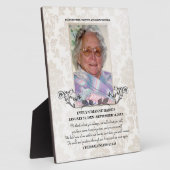 Taupe Damask Foto Memorial Plaque Fotoplatte (Seite)