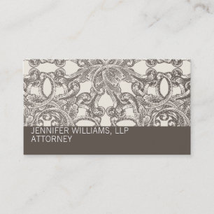 Taupe Damask Rechtsanwältin Business Card Visitenkarte