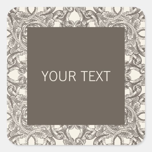 Taupe Damask Sticker Template für Unternehmen (Vorderseite)