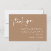 Taupe Dankycard Modern Minimalistisch Boho Dankeskarte (Rückseite)