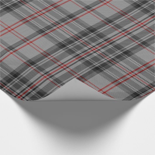 Taupe Dark Gray Red Black Tartan Kariert Geschenkpapier (Ecke)