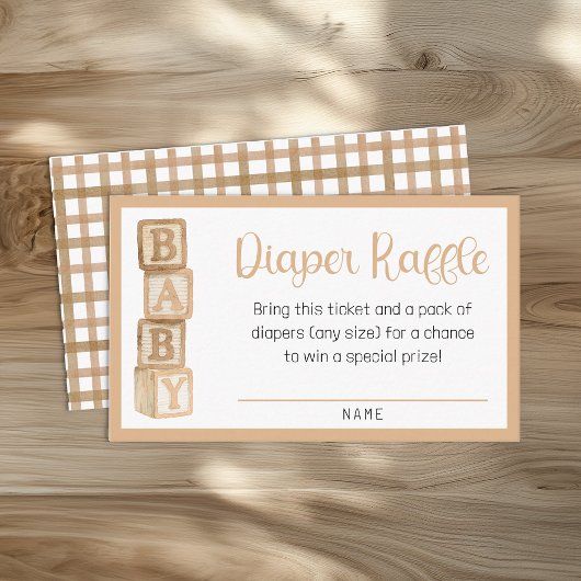 Taupe Diaper Raffle Card | Baby Shower Insert