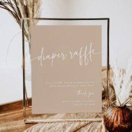 Taupe Diaper Raffle signieren Neutral Moderne Mini Poster