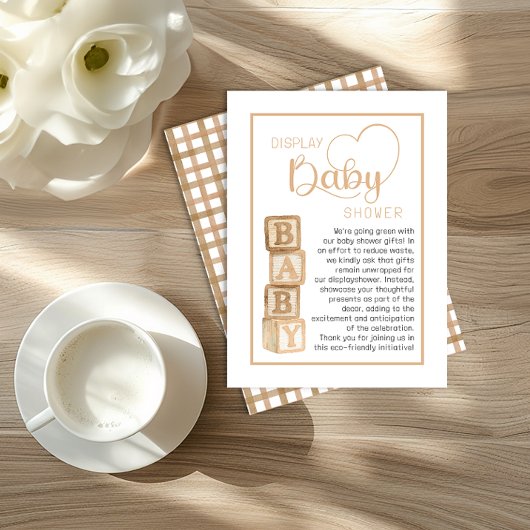 Taupe Display Shower Card | Unwrapped Gifts Insert