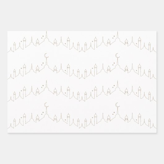 Taupe Eid Mubarak Masjid Muster Design Geschenkpapier Set (Vorderseite 2)