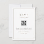 Taupe einfache Typografie QR Code Formal Hochzeit RSVP Karte (Vorderseite)