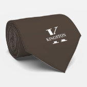 Taupe Elegant Monogramm + Name Krawatte (Gerollt)