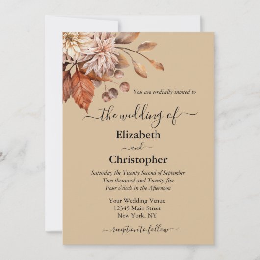 Taupe Elegante Villa Saroli Einladung (Vorderseite)