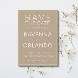Taupe Elfenbein Alte-Money-Moderne Hochzeit Save The Date