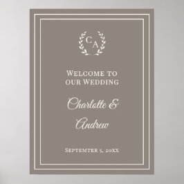 Taupe elfenbein farbiges monogrammiertes elegantes poster