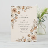 Taupe Ethereal Bloom Hochzeit Einladung (Stehend Vorderseite)