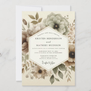 Taupe Ethereal Bloom Hochzeit Einladung