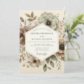 Taupe Ethereal Bloom Hochzeit Einladung (Stehend Vorderseite)