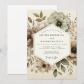 Taupe Ethereal Bloom Hochzeit Einladung (Vorne/Hinten)