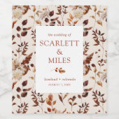 Taupe Fall Terracotta Foliage Gastgeschenk Hochzei Weinetikett (Einzelnes Label)