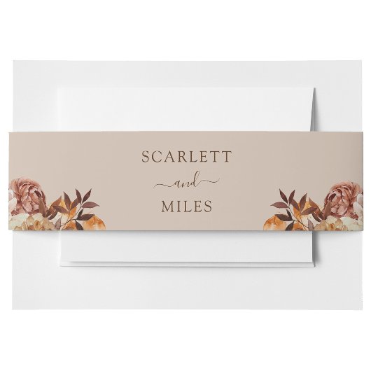 Taupe Fall Wassercolor Botanicals Wedding Einladungsbanderole