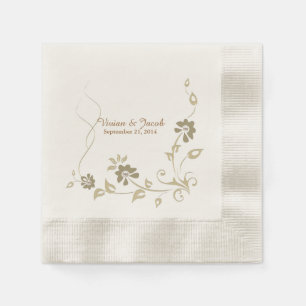 Taupe Floral Custom Wedding Napkins Serviette