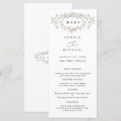 Taupe Floral Line Art Wedding Flat Menu Menükarte (Vorne/Hinten)