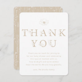 Taupe Floral Thank You Card | Baby Shower Dankeskarte